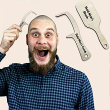 Engraved Wooden Comb and Brush Set, 2 Pack Bald Man's Grooming Tools, Funny Gag Gift for Bald Men Birthday Halloween