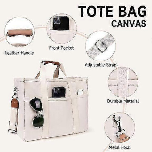 Women'S Multi-Pocket Canvas Tote Bag 2