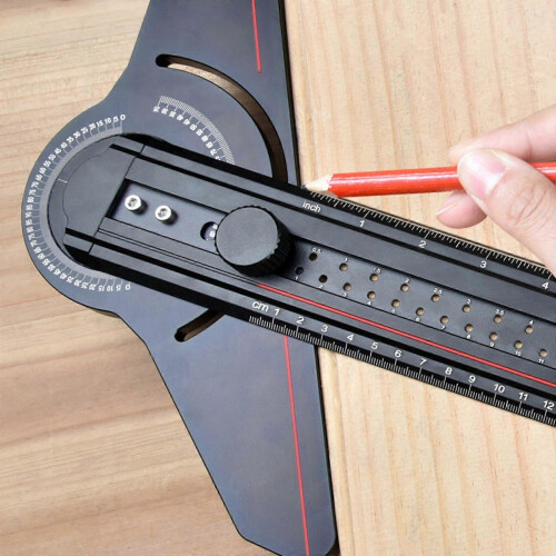T Ruler Angles Finder Aluminum Marking Line Ruler Multifunctional Protractor for Construction Layout and Measuring Tool  black 2
