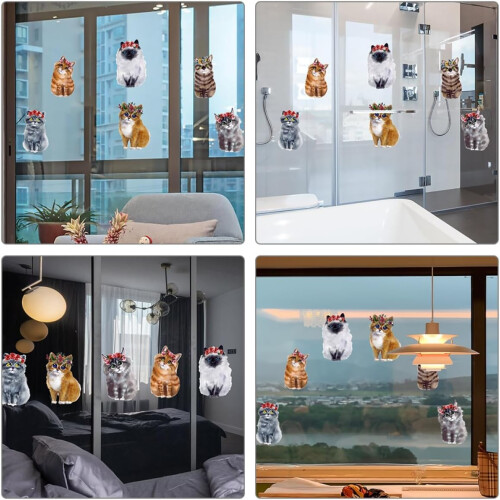 6pcs Bird Window Cling Static Cling Decal PVC Electrostatic Film Creative Design Assorted Color 2