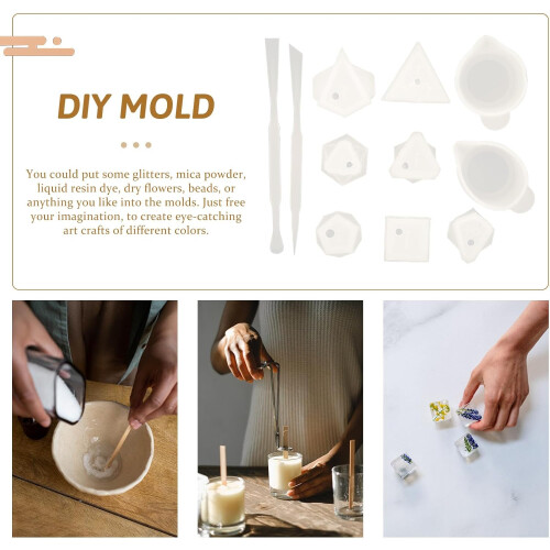 DIY Dice Silicone Mold 11pcs Resin Casting Set for Crafts, Creative Epoxy Dice Making Mold 2