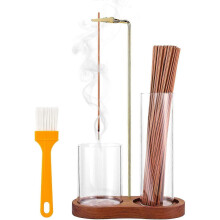 2 in 1 Incense Holder for Sticks with Glass Ash Catcher, Upside Down Anti-Ash Incense Stick Burner, Modern Vertical Incense Holder for Yoga, Spa, Medi
