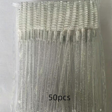(50pcs, Silvery) Disposable Crystal Mascara Wands with Glitter-Filled Handle, Spiral Eyelash Brush Solid Brow Comb Makeup Tool