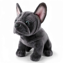 (Grey) French Bulldog Plush Toy, Soft Stuffed Animal Puppy, Simulation Dog Plushie for Kids Birthday Gift