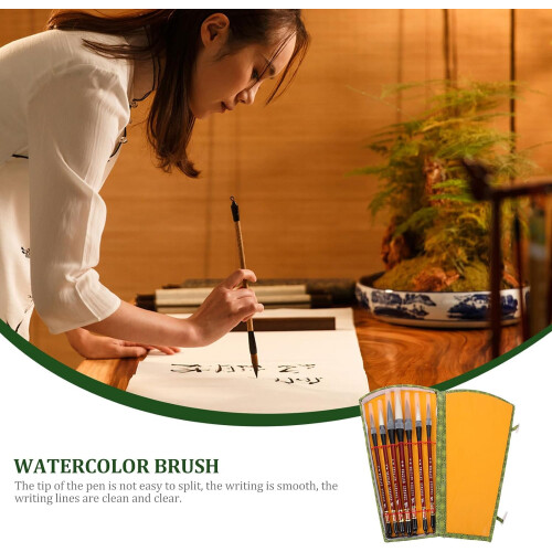 7pcs Professional Chinese Calligraphy Brush Set, Portable Watercolor and Multi-Function Art Brushes 1