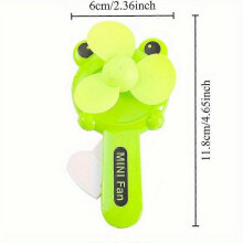 Manual Button Mini Hand-Powered Fan, Cartoon Animal Design, Safe ABS Plastic, No Battery Needed, Pack of 2 Random Colors for Outdoor Summer Travel Off