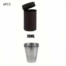 (6pcs 70ml) Stainless Steel Bullet Shot Glasses Set, 6 Pcs with Leather Carry Case, Portable Stackable Drinkware for Camping Bars Travel