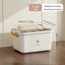 (Large, Yellow) Portable Plastic Medicine Chest with Transparent Lid, Multi-Layer Storage Box for Home First Aid Organization