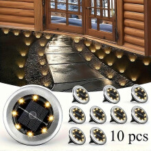 Solar Pathway Lights 10-Pack, Warm White Dual-Color Optional, Silver Metal Frame, All-Weather Resistant for Garden Driveway Path Lighting