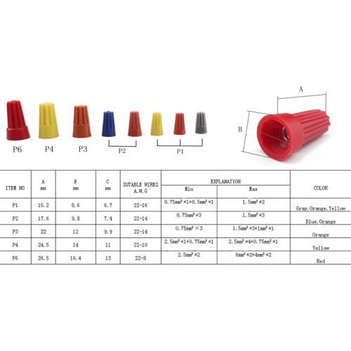 70pcs Spring Insert Screw Wire Connectors Electrical Wire Terminals Waterproof Spiral End Caps 1