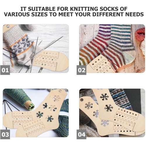 6pcs Adjustable Wooden Sock Stretchers Set with Snowflake Design Sock Knitting Forms 2
