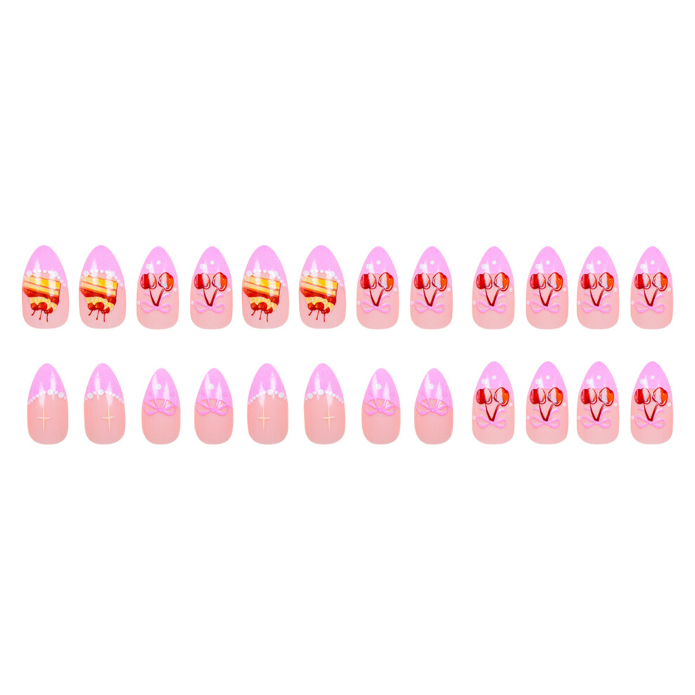 Roc-Electron Cherry Bow Press-On Nails For Diy Salon