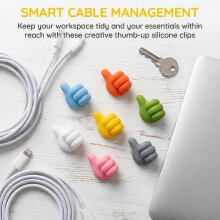 Thumb-Shaped Cable Management Clips, Self-Adhesive Silicone Cord Organizer, 69 Pcs Multi-Color Set for Wires Headphones Keys