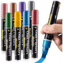 8PCS Metallic Liquid Chalk Markers, Jumbo Neon Glass Markers for Chalkboard, Window, Menu & Poster – Compatible with Bistro Boards