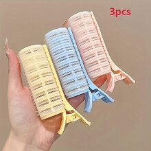 3 Piece Velvet Hair Rollers with Snap-On Clips, Self-Gripping Foam Rollers for Natural Curls, Waves and Straightening, No Heat Styling for All Hair Ty
