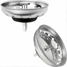 Kitchen Sink Strainer and Stopper Set, 2-Piece Stainless Steel Basket with Spring Clip, Fits 3.5 Inch Drain, Easy Install Water Flow Control