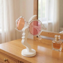 (2pcs (WhiteandBlack)) Glasses Holder Stand with Side Face Design, Modern Minimalist Eyeglass Desk Stand for Nightstand Office Bedroom