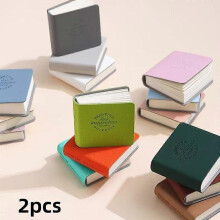 Pocket Notebook Set of 2, Faux Leather Embossed Cover, 96 Pages Each, Assorted Colors for Office School Travel