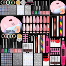 (YH212-3) New DIY Nail Gel Full Set Kit with Decorations, Nail Care Pen, Electric Drill, UV Lamp for French Nails