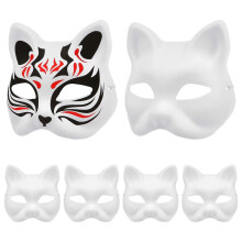 Cat Mask Masquerade Blank Paper Masks Creative Design Diy Cat Face Adult Party Favors 6Pcs