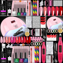 (YH208-3) 6-Color Nail Extension Gel Set Nail Lamp Nail Drill Dotting Pen Nail Art Tools Complete Kit
