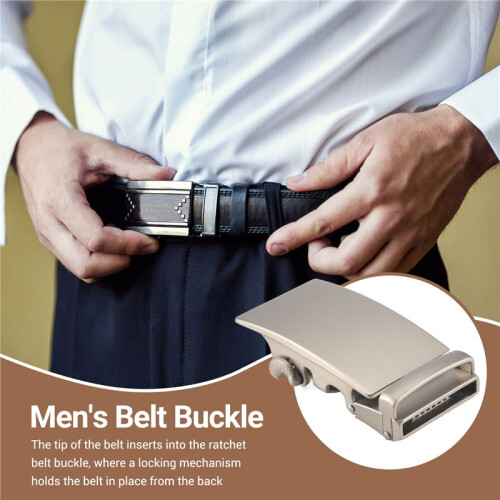 Men's Solid Buckle Automatic Ratchet Leather Belt Buckle 2