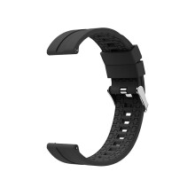 Premium Schwarzes Silikon Uhrenarmband - 20mm Silberschnalle