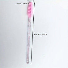 (10 Roots, Pink) Disposable Crystal Mascara Wands with Glitter-Filled Handle, Spiral Eyelash Brush Solid Brow Comb Makeup Tool