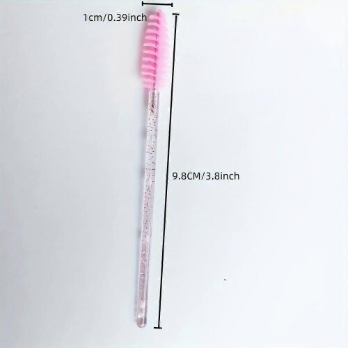 (50pcs, Silvery) Disposable Crystal Mascara Wands with Glitter-Filled Handle, Spiral Eyelash Brush Solid Brow Comb Makeup Tool 2