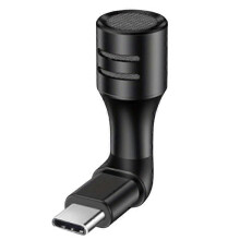 USB-C Microphone with Flexible Gooseneck, Matte Black Metal Desktop Mic for Meetings Gaming Voice Calls, L-Shaped Connector for Stage Performance