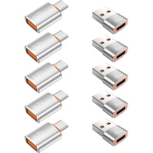 10-Pack 10Gbps/120W USB C to USB Adapter & C Male to 3.1 Female Charger,Compatible with MacBook Pro/Air, iPhone 17 16 15 Pro Max/15 Plus/14 13 12 Sams