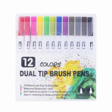 Water-based Dual-tip Marker Pen Watercolor Pen Set Colorful Liner Pen Drawing Soft-tip Pen