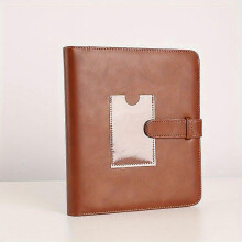 (Brown-1) PU Leather Photo Album with Transparent Window, 273 Pockets for Mini Film Prints, Secure Strap Closure