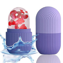 Ice Roller for Face and Eyes Puffiness, Reusable Silicone Cooling Massager, Blue