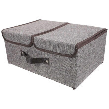 Dual-Lid Clothing Organizer And Bin for Closet Storage Home Organization Grey Foldable 1Pcs