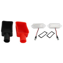2Pcs Led Number Plate Bulbs for Lancer x Evo 2003-2017 & 2Pcs Car Battery Positive and Negative Covers