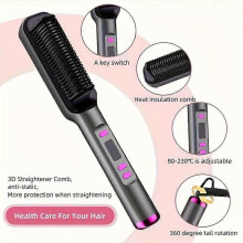 (Gilden Rim Pink) White Hair Straightener with Digital Display, Temperature Control, Gold Accents for Smooth Straightening