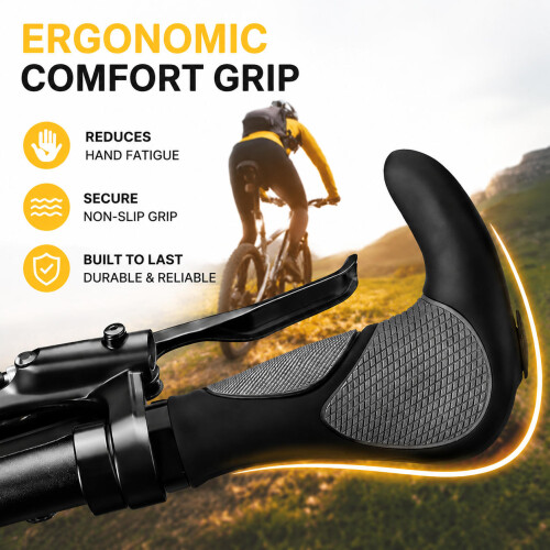 Ergonomische Gummi-Lenkergriffe mit Lenkerenden für MTB 2