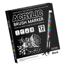 12Pcs Acrylic Paint Pen Brush Tip for Journaling-12 black