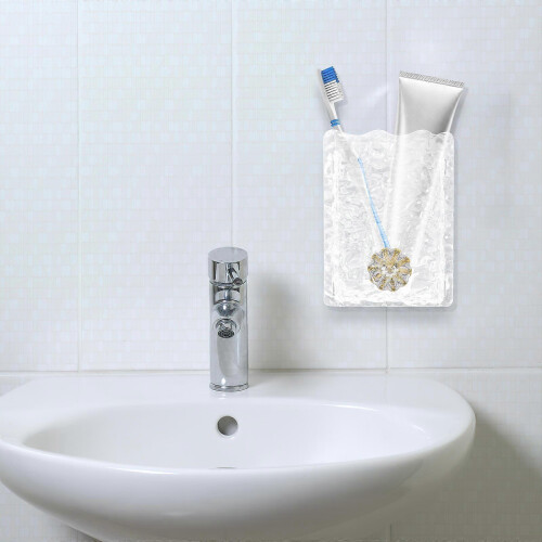 Bathroom Toothbrush Rack Acrylic Wall Shower Organizer for Storage Use 2