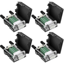 4pack Female DB9 Solderless RS232 Dsub 9pin Port Terminal Adapter Breakout Board with Case