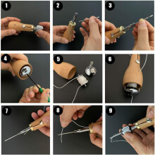 Portable Hand Sewing Awl Kit with Copper Handle Repair Tool for Handmade Leather Sewing Tools