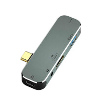 5-in-1 USB-C-Hub mit 3,55-mm-Klinkenanschluss, PD100W USB 3.0/3.1-Verlängerung für PC