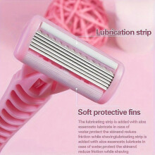 (1 Handleand6 Blades) Women's Bikini Body Hair Removal Shaver, 6-Layer Stainless Steel Replaceable Blades, Manual Safety Design