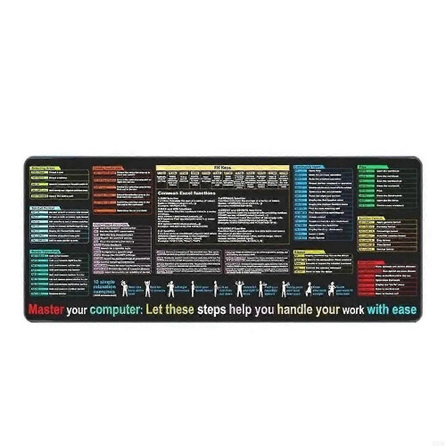 Excel Shortcut Mousepad 40x90x0.2CM Non-Slip Programming Desk Mat