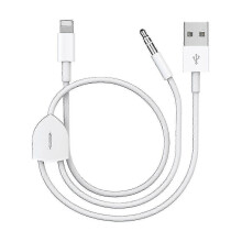 Upgraded 2in1 Audio Cable for iPhone iPad Charging & Music Car Stereo Speakers Headphones