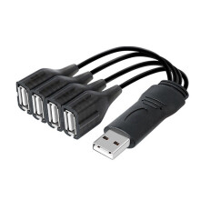 Câble répartiteur USB 2.0 mâle vers 4 ports femelles pour transfert de données et chargement (multicolore)