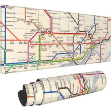 Tappetino per mouse da scrivania di grandi dimensioni con mappa della metropolitana di Londra, tastiera e computer