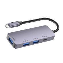 USB-C-Hub 4-in-1 USB 3.0/2.0 PD 100W Ladeadapter für verschiedene Geräte, mehrfarbig