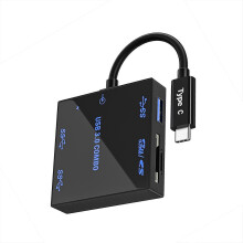 Hub USB 3.0 portable avec lecteur de carte TF et chargeur rapide pour smartphones et PC (multicolore)